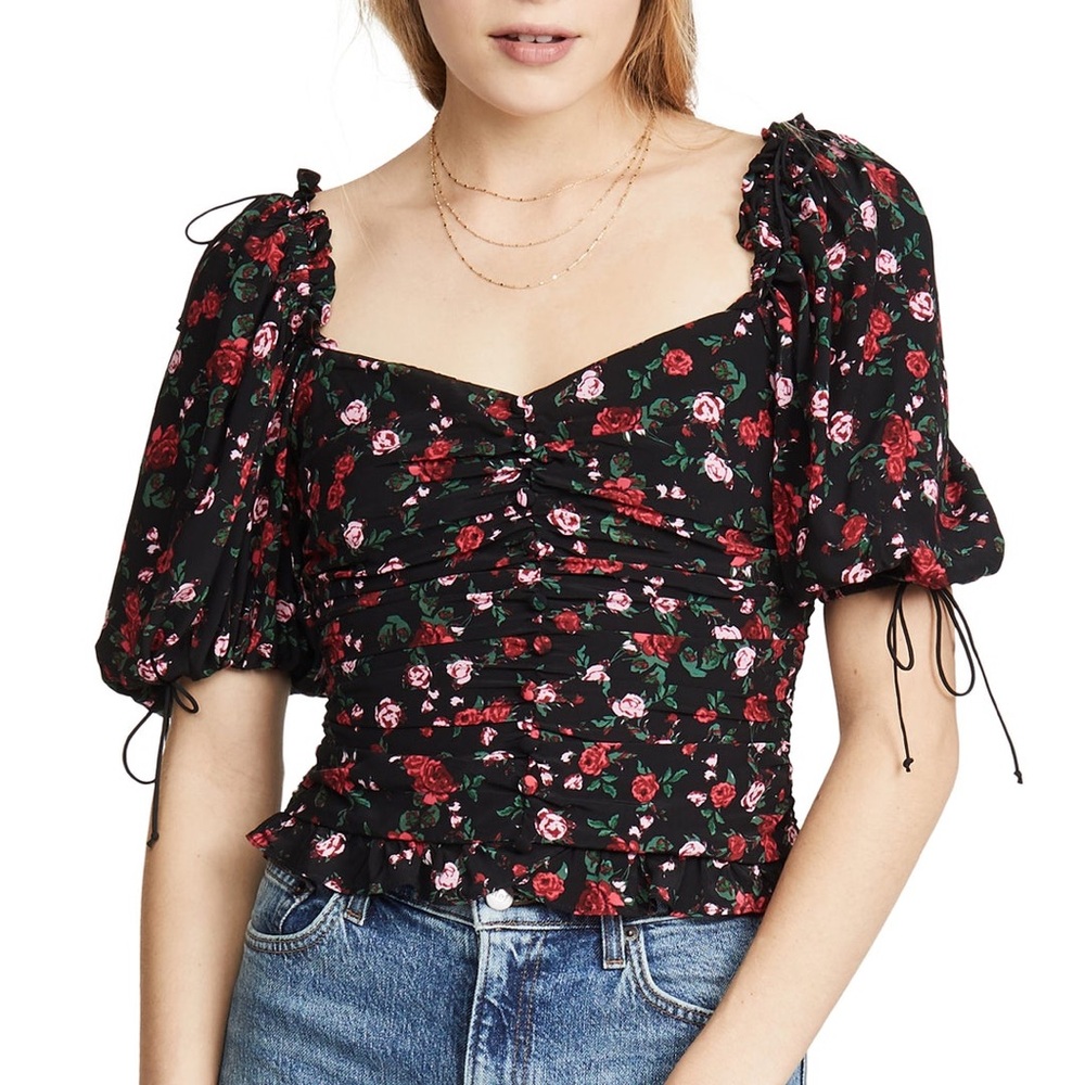 For Love & Lemons Tainted Button Front Top- Rose